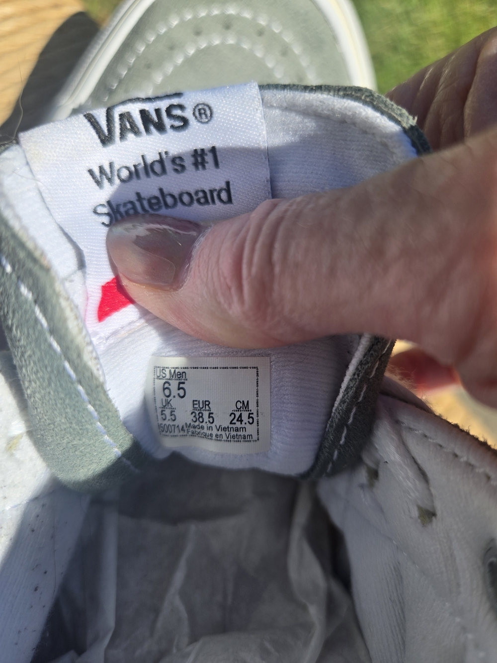 Vans Suade High-Top Sneakers in Gray, Pink & White - Picture 8 of 8